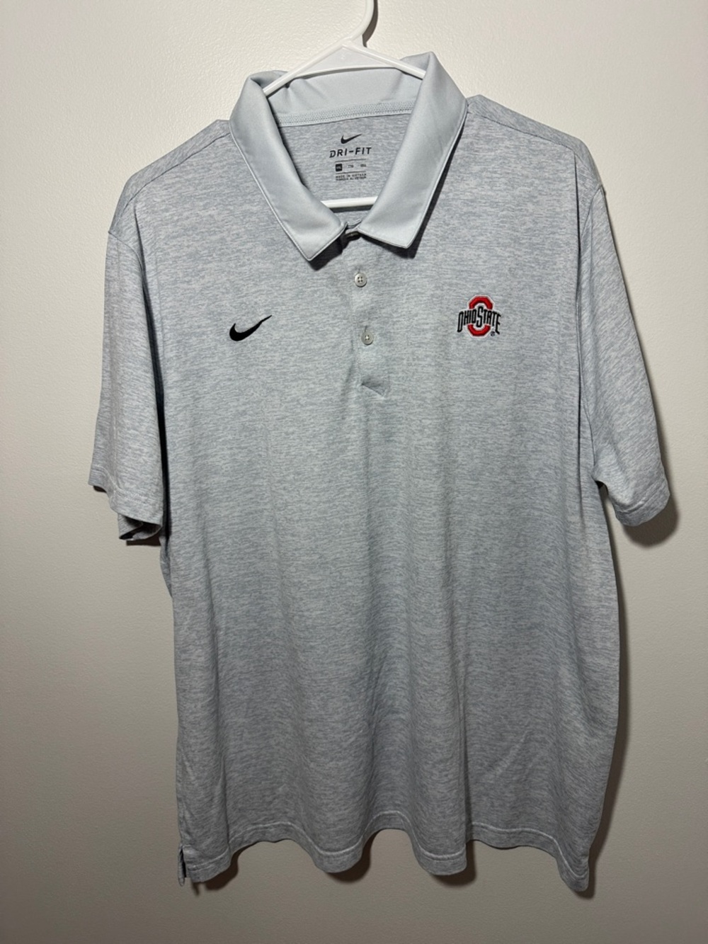 Nike Light Gray Ohio State Dri-FIT Polo XXL